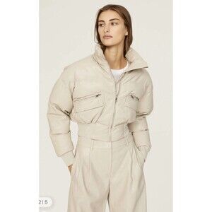 Saunders Faux Leather Puffer Jacket Size M